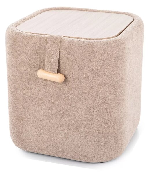 Beżowy taboret NAP z miejscem do przechowywania 37x37 cm