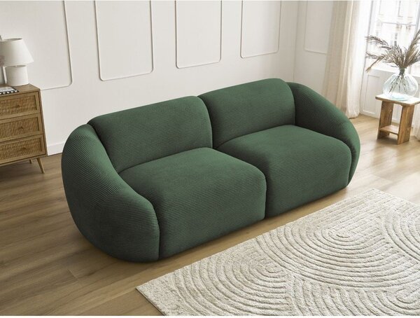 Zielona sztruksowa sofa 250 cm Tina – Bobochic Paris
