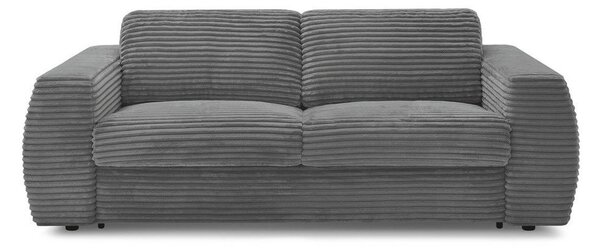 Ciemnoszara sztruksowa rozkładana sofa do spania 220 cm Hugo – Bobochic Paris