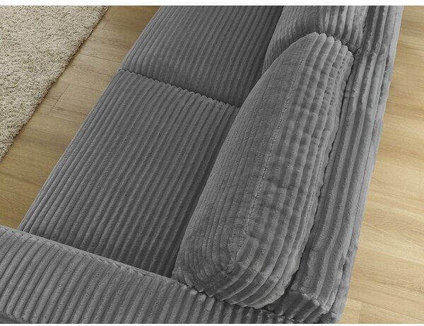 Ciemnoszara sztruksowa rozkładana sofa do spania 220 cm Hugo – Bobochic Paris
