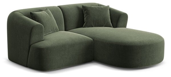 Zielony aksamitny narożnik (prawostronny/z szezlongiem) Campi – Cosmopolitan Design