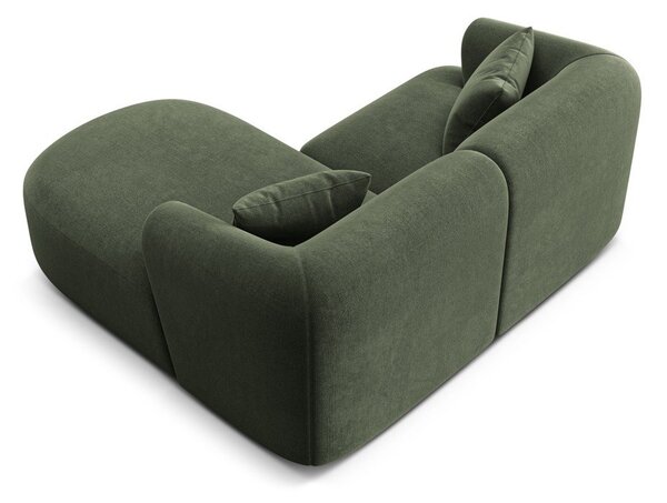 Zielony aksamitny narożnik (prawostronny/z szezlongiem) Campi – Cosmopolitan Design