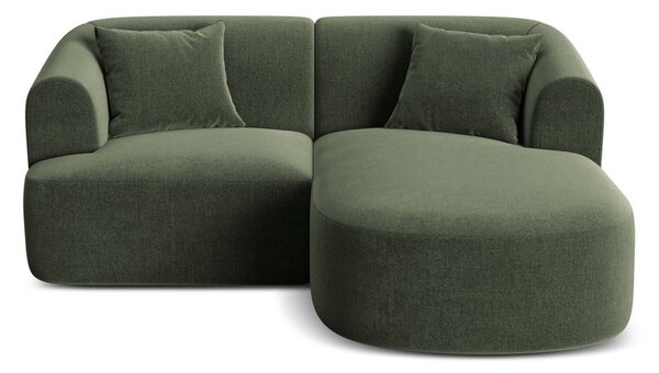 Zielony aksamitny narożnik (prawostronny/z szezlongiem) Campi – Cosmopolitan Design