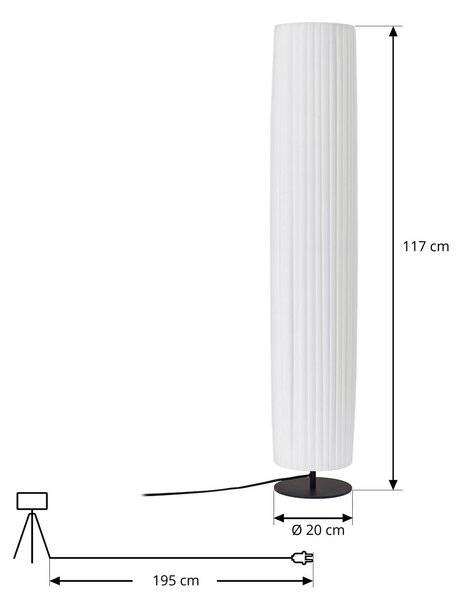 Lampa stojąca Virelle Lindby, biały / opal, salon / jadalnia, tkanina / materiał / jedwab