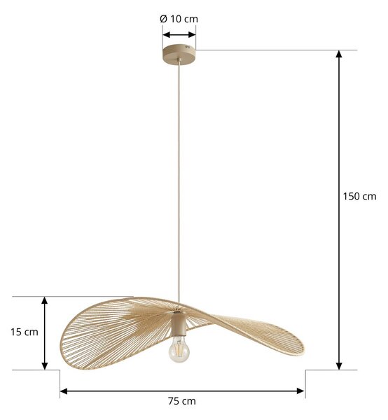 Lampa wisząca Valdorin Lindby, możliwość ściemniania, kremowy / amber, salon / jadalnia, papier / lunolit / lunopal, nowoczesny