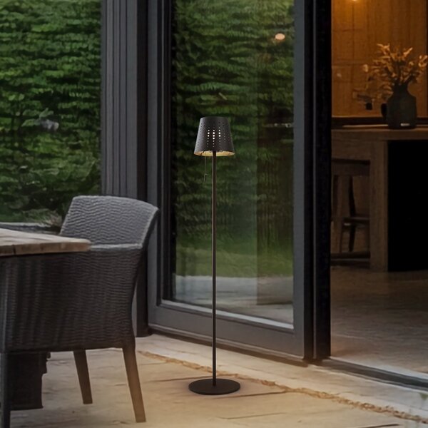Zewnętrzna Lampa Lindby, Hilario, ściemnialny, czarny, balkon, metal