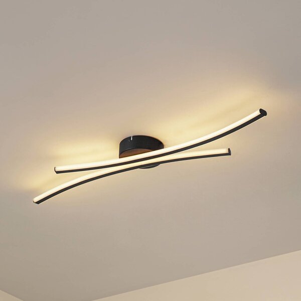 Lampa sufitowa LED Ravion Lindby, czarny, salon / jadalnia, aluminium, nowoczesny