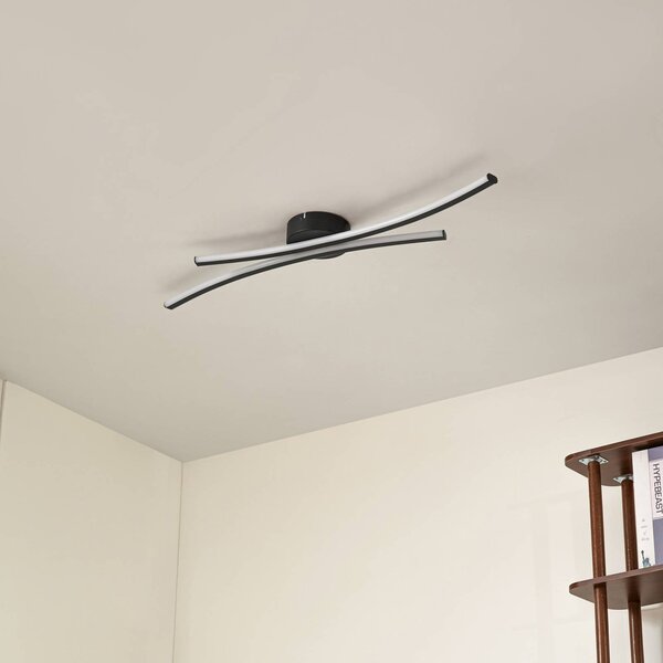 Lampa sufitowa LED Ravion Lindby, czarny, salon / jadalnia, aluminium, nowoczesny