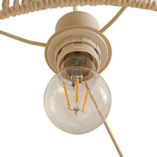 Lampa wisząca Anuva Lindby, możliwość ściemniania, kremowy / amber, salon / jadalnia, papier / lunolit / lunopal, dworkowy / rustykalny