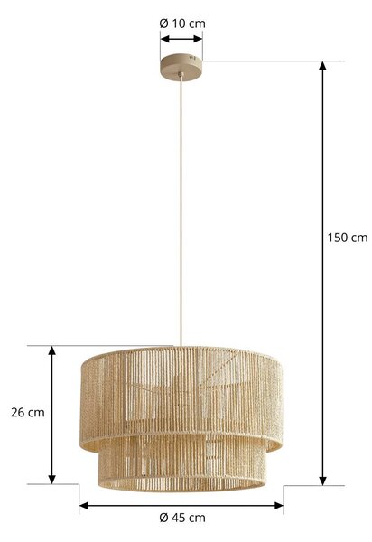 Lampa wisząca Anuva Lindby, możliwość ściemniania, kremowy / amber, salon / jadalnia, papier / lunolit / lunopal, dworkowy / rustykalny