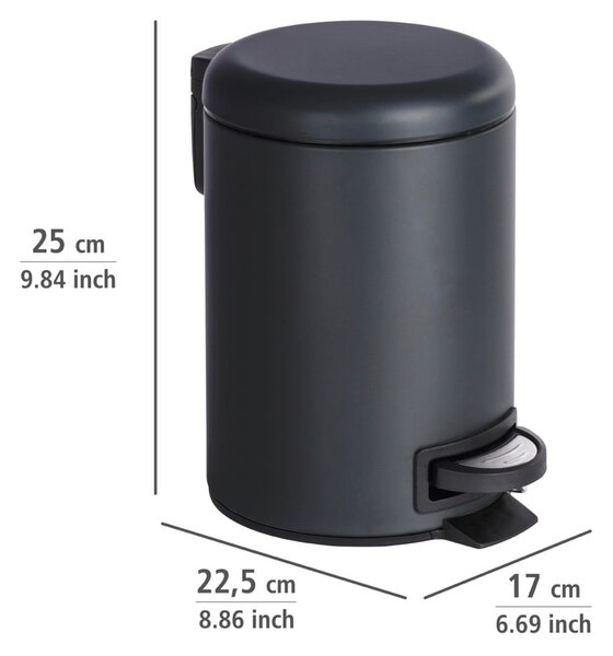 Czarny kosz na śmieci Wenko Leman, 3 l
