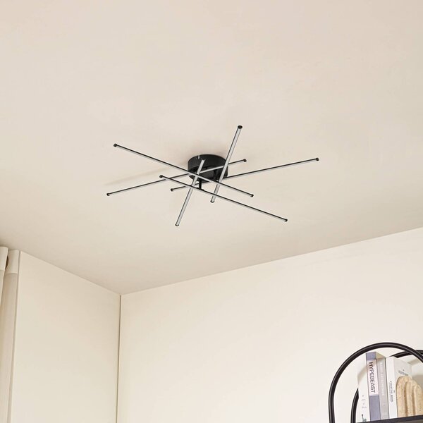 Lampa sufitowa LED Elviano Lindby, czarny, salon / jadalnia, aluminium, nowoczesny