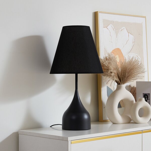 Lampa Stołowa Lucande, Luoti, czarny, salon, tkanina | tekstylia, nowoczesny