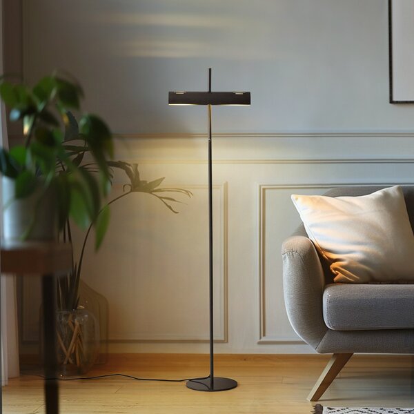 Lampa Podłogowa Lucande, Nysira, czarny, salon, metal, nowoczesny