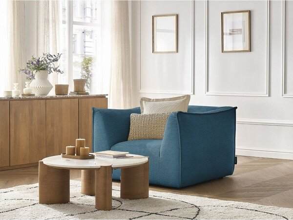 Niebieski sztruksowy fotel Giorgia – Bobochic Paris