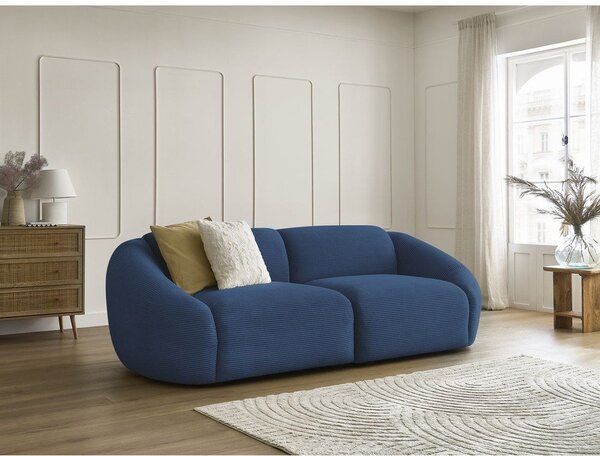 Ciemnoniebieska sztruksowa sofa 250 cm Tina – Bobochic Paris