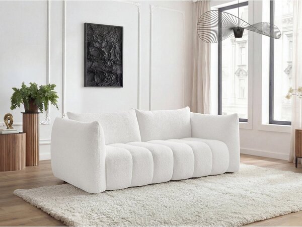 Biała sofa z materiału bouclé 234 cm Azra – Bobochic Paris