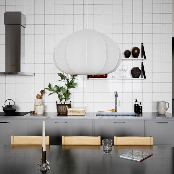 Lampa Wisząca By Rydéns, Ebba, ściemnialny, biały, salon, tkanina | tekstylia
