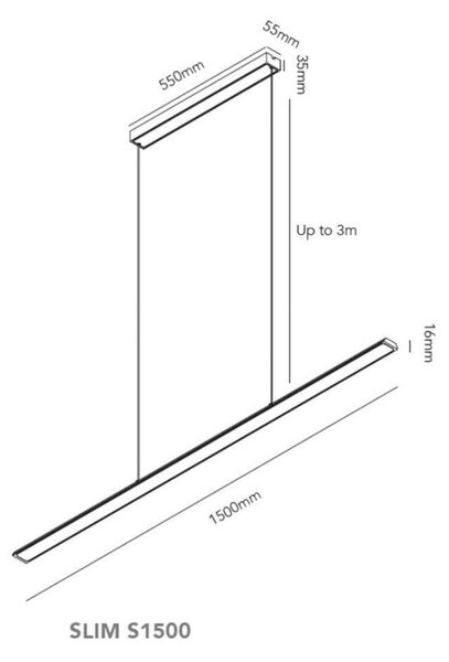 Slim S1500 Lampa Wisząca 2700/3000K Black - Light-Point