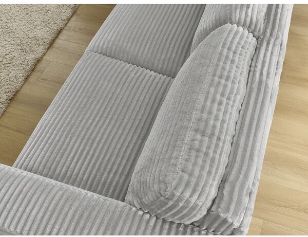 Jasnoszara sztruksowa rozkładana sofa do spania 220 cm Hugo – Bobochic Paris