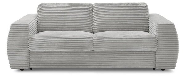 Jasnoszara sztruksowa rozkładana sofa do spania 220 cm Hugo – Bobochic Paris