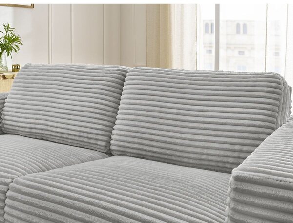Jasnoszara sztruksowa rozkładana sofa do spania 220 cm Hugo – Bobochic Paris