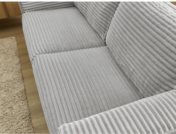Jasnoszara sztruksowa rozkładana sofa do spania 220 cm Hugo – Bobochic Paris
