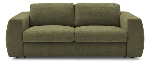 Zielona rozkładana sofa do spania z tkaniny szenilowej 220 cm Hugo – Bobochic Paris