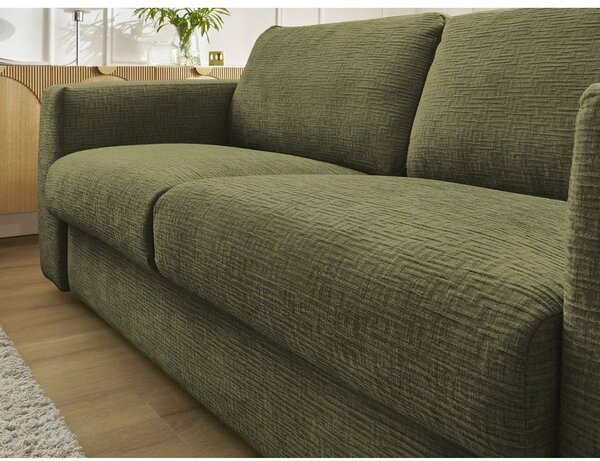 Zielona rozkładana sofa do spania z tkaniny szenilowej 220 cm Hugo – Bobochic Paris