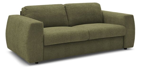 Zielona rozkładana sofa do spania z tkaniny szenilowej 220 cm Hugo – Bobochic Paris