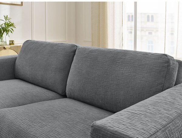 Ciemnoszara rozkładana sofa do spania z tkaniny szenilowej 220 cm Hugo – Bobochic Paris