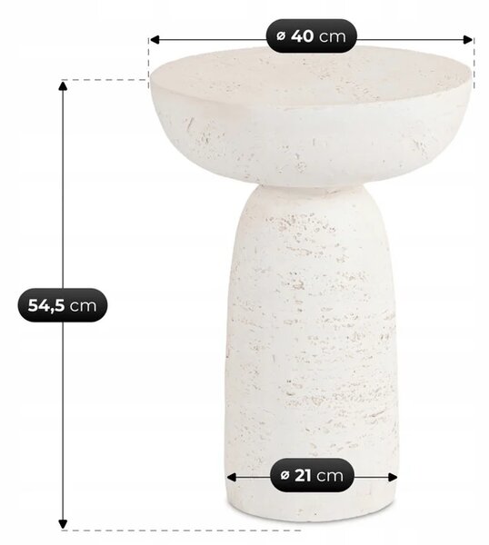 Stolik Kawowy HENRICO 40 cm Krem/Beż Nowoczesny