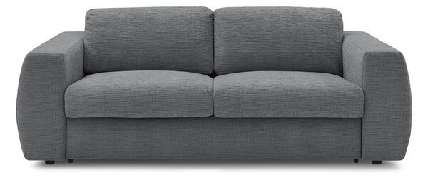 Ciemnoszara rozkładana sofa do spania z tkaniny szenilowej 220 cm Hugo – Bobochic Paris