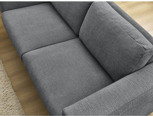 Ciemnoszara rozkładana sofa do spania z tkaniny szenilowej 220 cm Hugo – Bobochic Paris