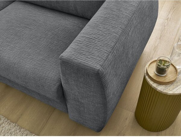 Ciemnoszara rozkładana sofa do spania z tkaniny szenilowej 220 cm Hugo – Bobochic Paris
