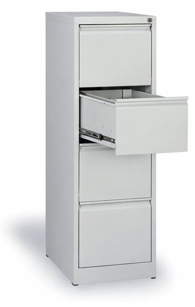 Szafa kartotekowa A4, 4 szuflady, wys. 1320 mm, szara / szara