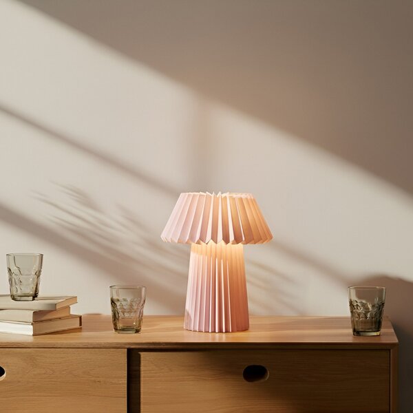 Lampa Stołowa Lindby, Magali, pudrowy róż, salon, papier | karton