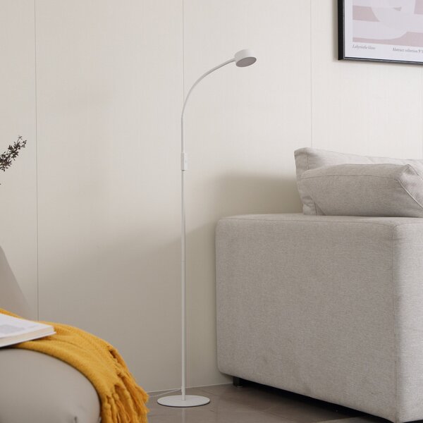 Lampa Podłogowa Lindby, Maori, ściemnialny, biały, gabinet | pracownia, metal, nowoczesny