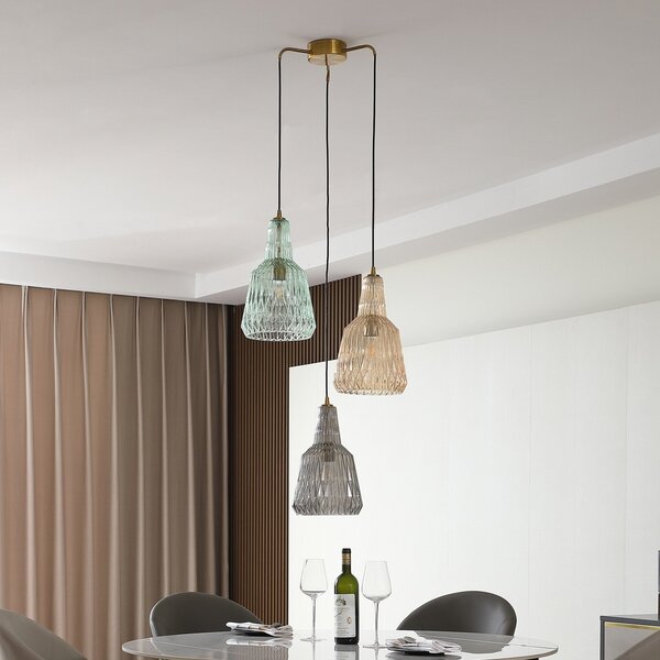 Lampa Wisząca Lindby, Belarion, ściemnialny, wielokolorowy, salon, szkło, vintage