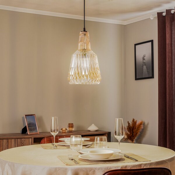 Lampa Wisząca Lindby, Belarion, ściemnialny, brąz rdzawy, salon, szkło, vintage