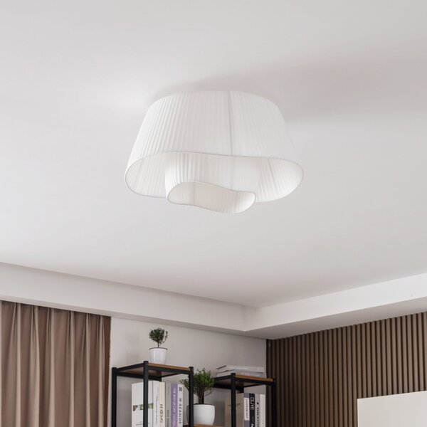 Lampa Sufitowa Lindby, Eryndor, ściemnialny, biały, salon, tkanina | tekstylia