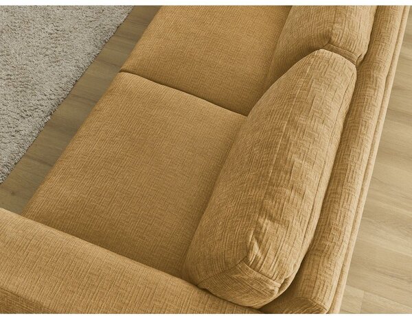 Musztardowa rozkładana sofa do spania z tkaniny szenilowej 220 cm Hugo – Bobochic Paris