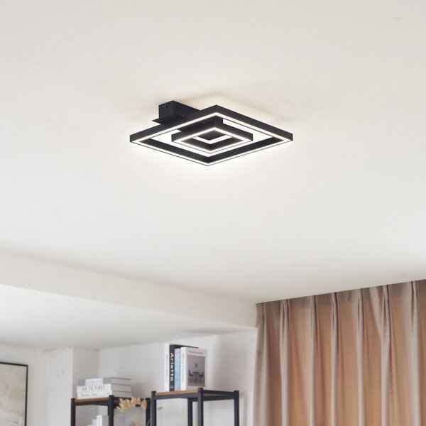 Lampa Sufitowa Lindby, Madamo, czarny, salon, aluminium, nowoczesny