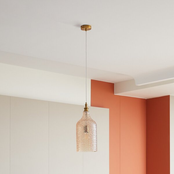 Lampa Wisząca Lindby, Drakar, ściemnialny, beżowy, salon, szkło, vintage