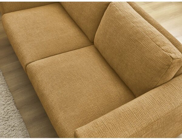 Musztardowa rozkładana sofa do spania z tkaniny szenilowej 220 cm Hugo – Bobochic Paris