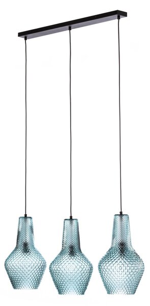Lampa Wisząca Lindby, Drakar, ściemnialny, niebieski, kuchnia, szkło, vintage