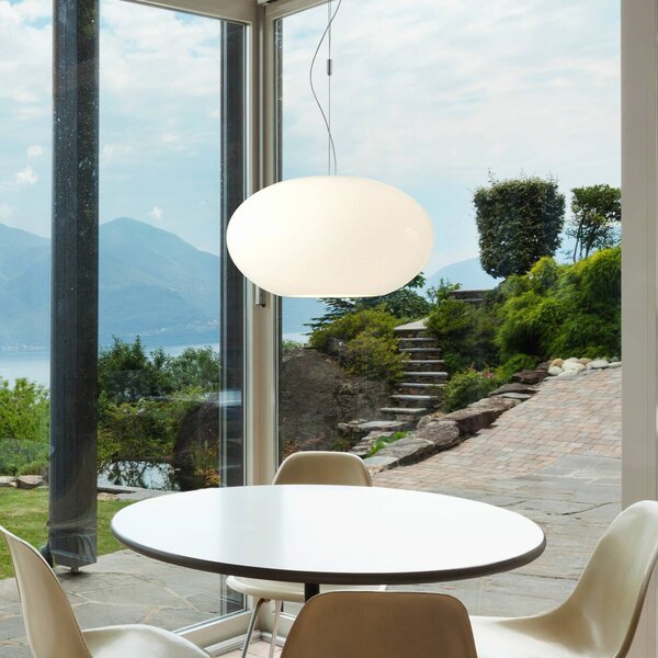 Casablanca Lampa wisząca szklana AIH, możliwość ściemniania, biały / opal, salon / jadalnia, szkło, design