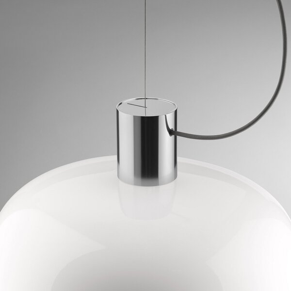 Lampa Wisząca FLOS, Bellhop Glass S2, ściemnialny, biały, salon, szkło