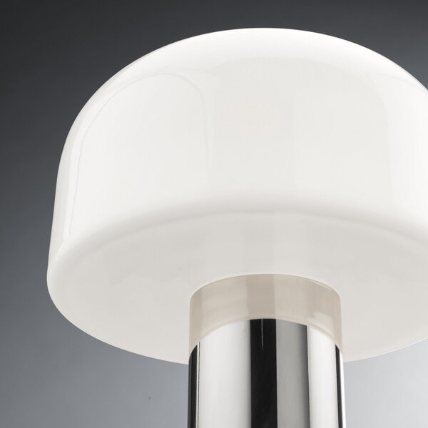Lampa Stołowa FLOS, Bellhop Glass T, ściemnialny, biały, salon, szkło