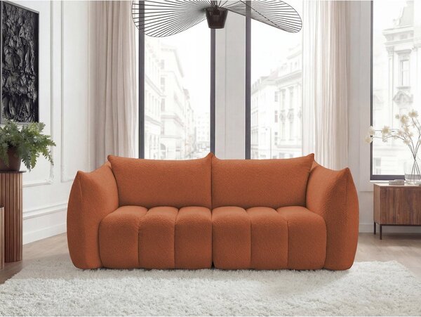 Pomarańczowa sofa z materiału bouclé 234 cm Azra – Bobochic Paris